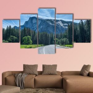 Road To Half Dome In Yosemite Valley - Nature 5 Panel Canvas Art Wall Decor