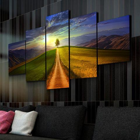 Road To Paradise - Nature 5 Panel Canvas Art Wall Decor Road To Paradise - Nature 5 Panel Canvas Art Wall Decor