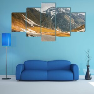 Roads Winding Up Towards High Himalayan Mountain - Nature 5 Panel Canvas Art Wall Decor
