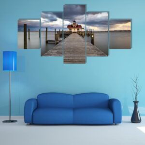 Roanoke Marshes Lighthouse - Nature 5 Panel Canvas Art Wall Decor