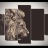 Roaring Lion - Animal 5 Panel Canvas Art Wall Decor