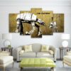 Robot father and kids vintage - Automative 5 Panel Canvas Art Wall Decor