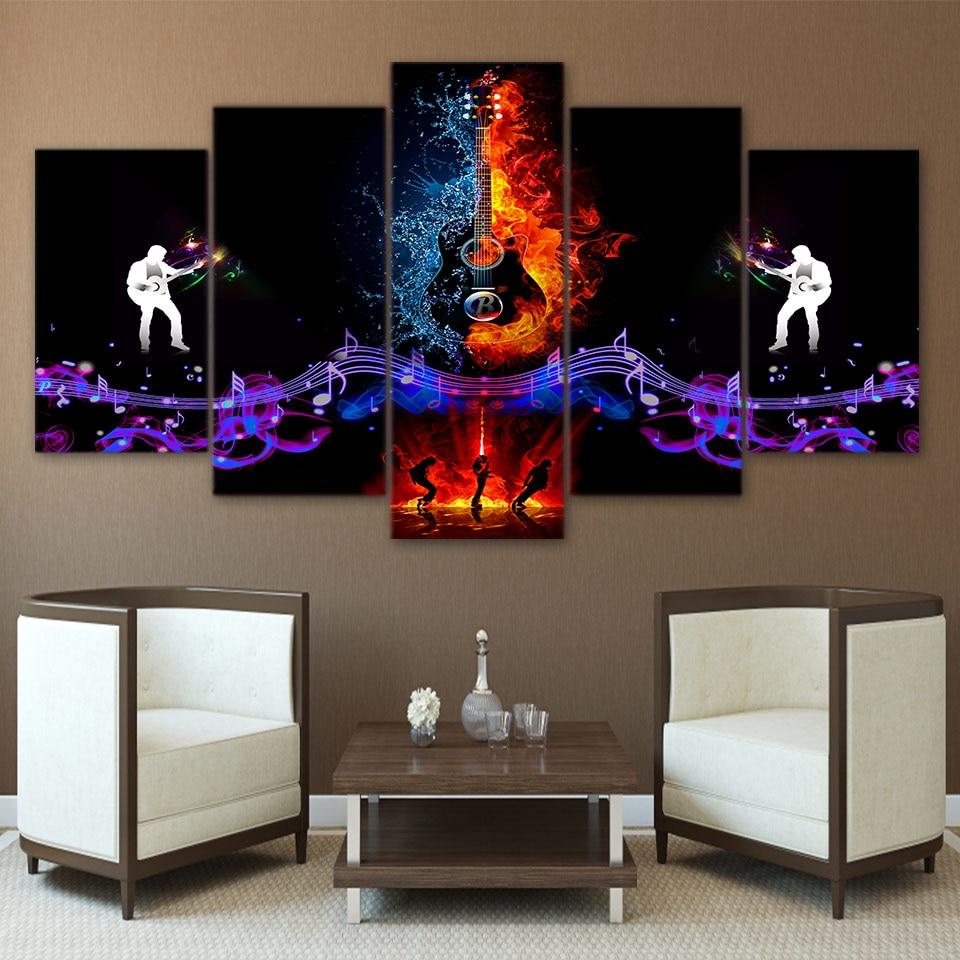 Roch Guitar - Music 5 Panel Canvas Art Wall Decor Roch Guitar - Music 5 Panel Canvas Art Wall Decor