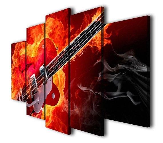 Rock Elictric Guitar - Music 5 Panel Canvas Art Wall Decor Rock Elictric Guitar - Music 5 Panel Canvas Art Wall Decor