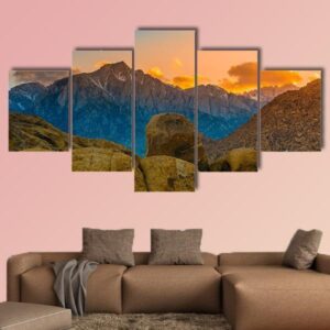 Rock Formations Of Alabama Hills - Nature 5 Panel Canvas Art Wall Decor