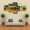 Rock Of Basalt With Reflection On Water Lake - Nature 5 Panel Canvas Art Wall Decor