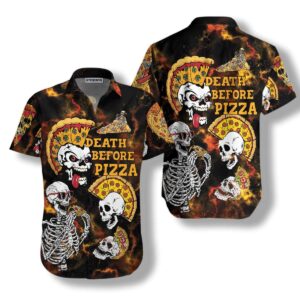 Rock Skull Pizza Death Before Pizza Hawaiian Shirt