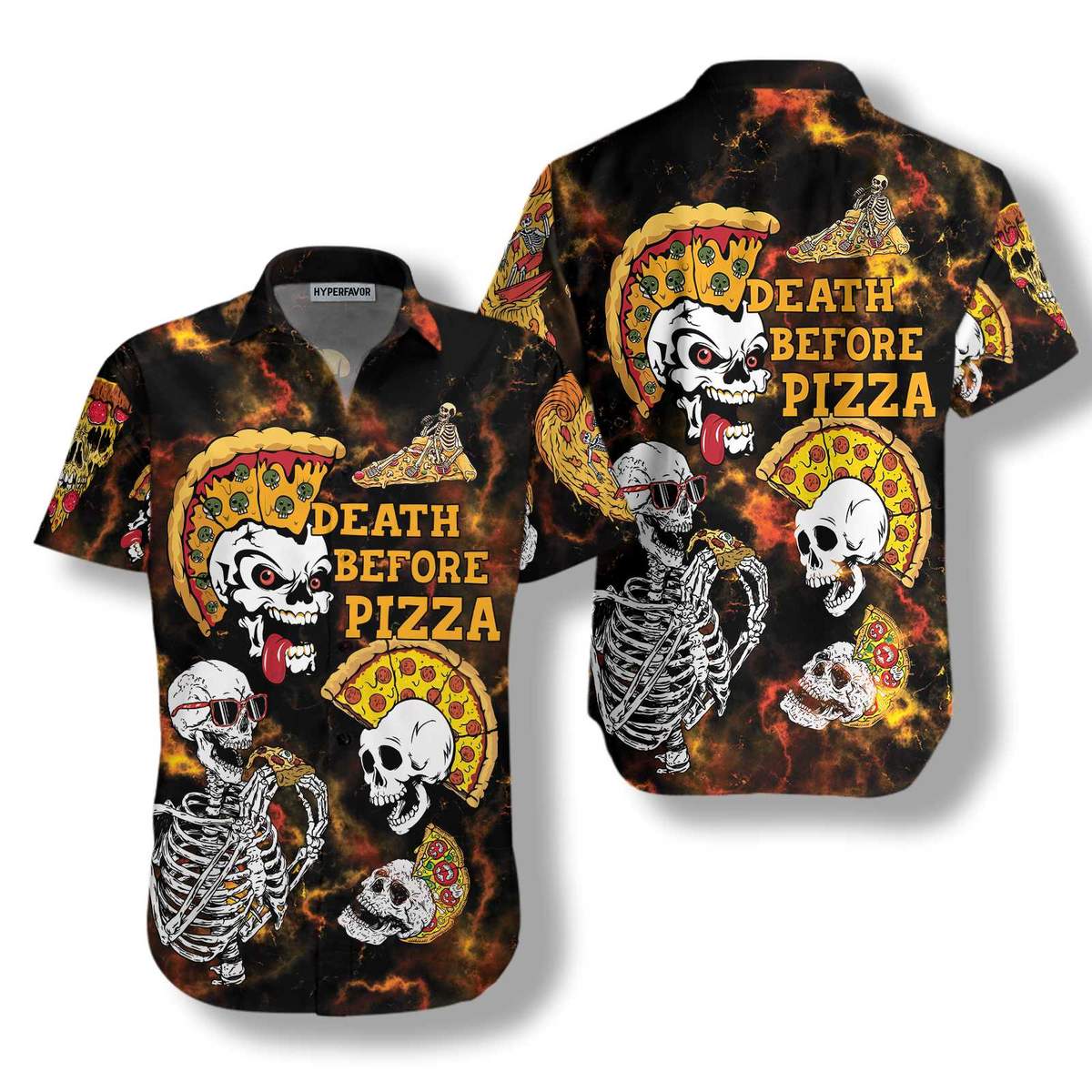 Rock Skull Pizza Death Before Pizza Hawaiian Shirt Rock Skull Pizza Death Before Pizza Hawaiian Shirt