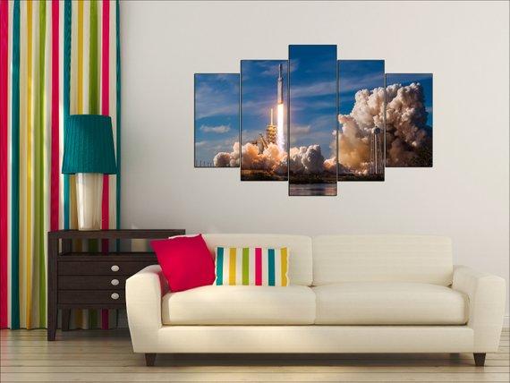 Rocket Launch Falcon Spacex - Automative 5 Panel Canvas Art Wall Decor Rocket Launch Falcon Spacex - Automative 5 Panel Canvas Art Wall Decor