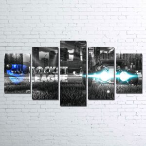 Rocket League Abstract 5 Panel Canvas Art Wall Decor