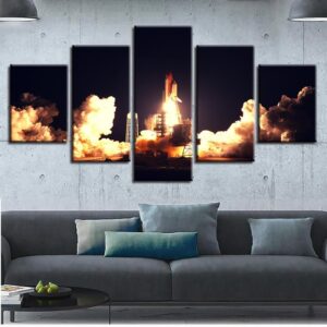 Rockets 2 - Space 5 Panel Canvas Art Wall Decor