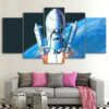 Rocketship Spaceship - Space 5 Panel Canvas Art Wall Decor