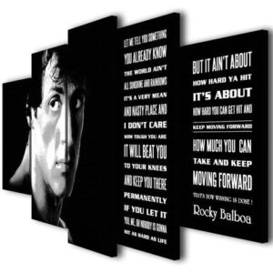 Rocky Balboa Sylvester Stallone -Famous Person 5 Panel Canvas Art Wall Decor