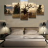 Rocky Mountain Bull Elk - Animal 5 Panel Canvas Art Wall Decor