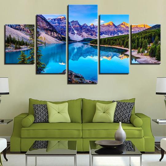 Rocky Mountain Lake - Space 5 Panel Canvas Art Wall Decor Rocky Mountain Lake - Space 5 Panel Canvas Art Wall Decor