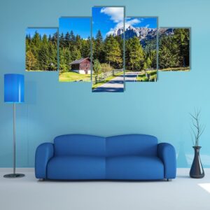 Rocky Peaks And Forested Mountains - Nature 5 Panel Canvas Art Wall Decor