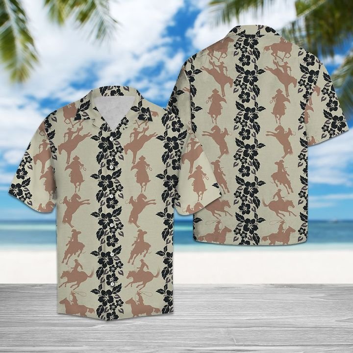 Rodeo Pattern Hawaiian Shirt Summer Button Up Rodeo Pattern Hawaiian Shirt Summer Button Up