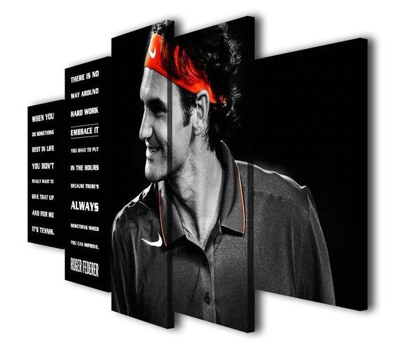 Roger Federer - Famous Person 5 Panel Canvas Art Wall Decor Roger Federer - Famous Person 5 Panel Canvas Art Wall Decor