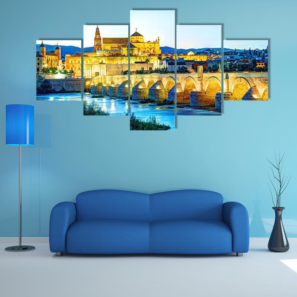 Roman Bridge And Guadalquivir River - Nature 5 Panel Canvas Art Wall Decor Roman Bridge And Guadalquivir River - Nature 5 Panel Canvas Art Wall Decor