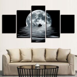 Romantic Moon 01 - Space 5 Panel Canvas Art Wall Decor