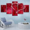 Romantic Red Heart - Abstract 5 Panel Canvas Art Wall Decor