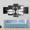 Romantic Swan During Valentine’S Day - Animal 5 Panel Canvas Art Wall Decor