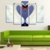 Romantic Swans Touching Their Heads - Animal 5 Panel Canvas Art Wall Decor