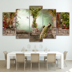 Romantic Vintage Building - Nature 5 Panel Canvas Art Wall Decor