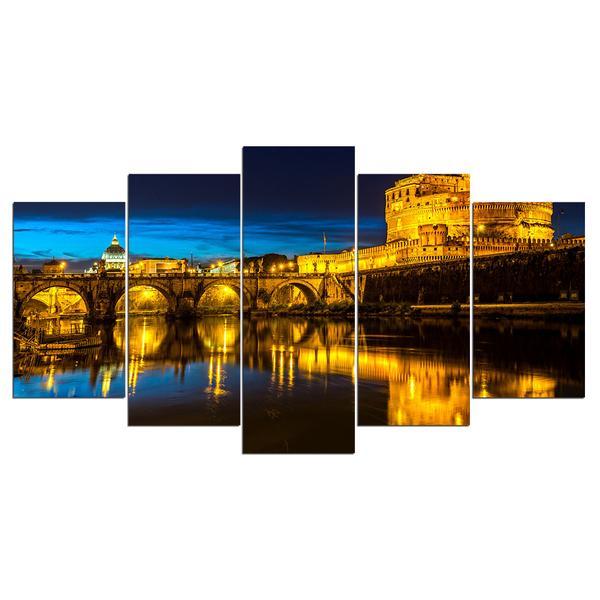 Rome At Night 01 - Nature 5 Panel Canvas Art Wall Decor Rome At Night 01 - Nature 5 Panel Canvas Art Wall Decor