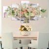 Rose Lily Flowers 01 - Nature 5 Panel Canvas Art Wall Decor