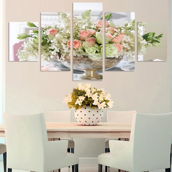 Rose Lily Flowers 01 - Nature 5 Panel Canvas Art Wall Decor Rose Lily Flowers 01 - Nature 5 Panel Canvas Art Wall Decor