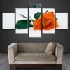 Rose Orange Flowers - Nature 5 Panel Canvas Art Wall Decor