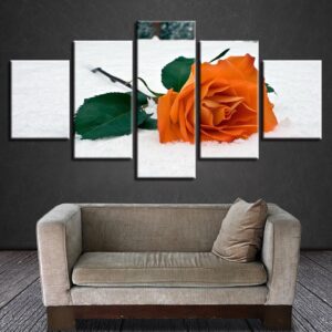 Rose Orange Flowers - Nature 5 Panel Canvas Art Wall Decor