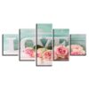 Roses And Letters Love - Abstract 5 Panel Canvas Art Wall Decor