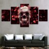 Rosy Skull - Halloween 5 Panel Canvas Art Wall Decor