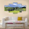 Rows Of Fresh Green Tea With Mount Fuji - Nature 5 Panel Canvas Art Wall Decor