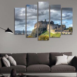 Royal Mile In Edinburgh - Nature 5 Panel Canvas Art Wall Decor