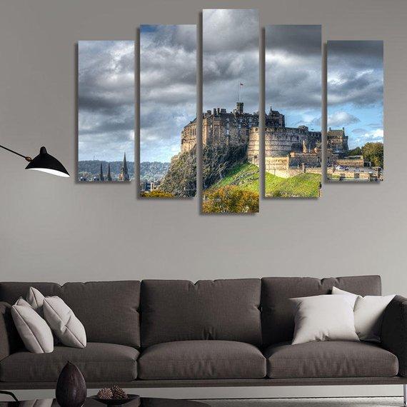 Royal Mile In Edinburgh - Nature 5 Panel Canvas Art Wall Decor Royal Mile In Edinburgh - Nature 5 Panel Canvas Art Wall Decor