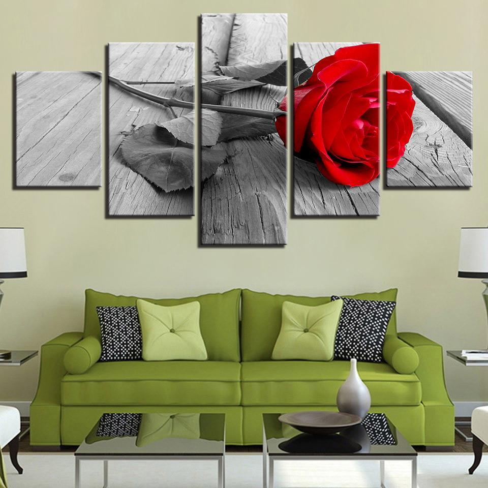 Rrose Flower Wood Board - Nature 5 Panel Canvas Art Wall Decor Rrose Flower Wood Board - Nature 5 Panel Canvas Art Wall Decor