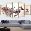 Run Zebra - Abstract Animal 5 Panel Canvas Art Wall Decor