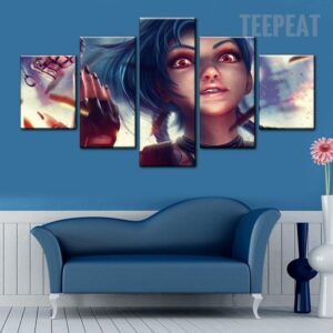 Runaway Lolita Jinx Of League Of Legends - Gaming 5 Panel Canvas Art Wall Decor