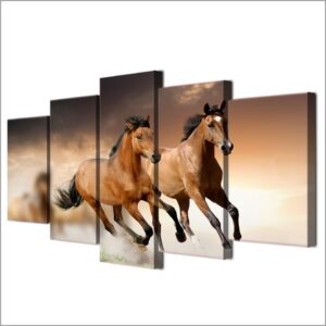 Runing Horse Rest - Animal 5 Panel Canvas Art Wall Decor