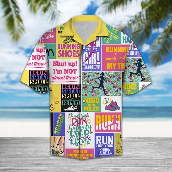 Running Girl Runner Hawaiian Shirt Summer Button Up Running Girl Runner Hawaiian Shirt Summer Button Up