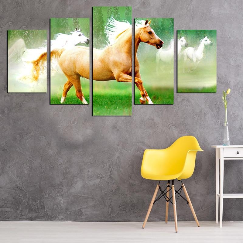 Running Horse 03 - Animal 5 Panel Canvas Art Wall Decor Running Horse 03 - Animal 5 Panel Canvas Art Wall Decor