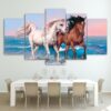Running Horses couple - Animal 5 Panel Canvas Art Wall Decor