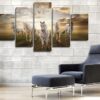 Running Horses group 01 - Animal 5 Panel Canvas Art Wall Decor