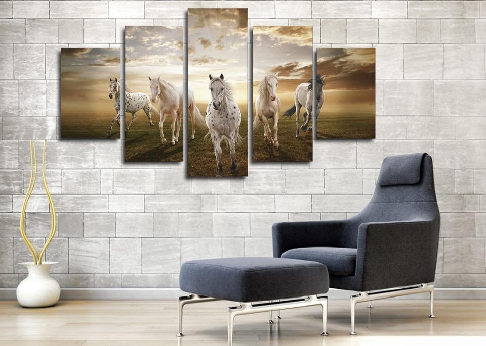 Running Horses group 01 - Animal 5 Panel Canvas Art Wall Decor Running Horses group 01 - Animal 5 Panel Canvas Art Wall Decor