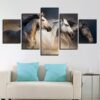 Running Horses - Animal 5 Panel Canvas Art Wall Decor