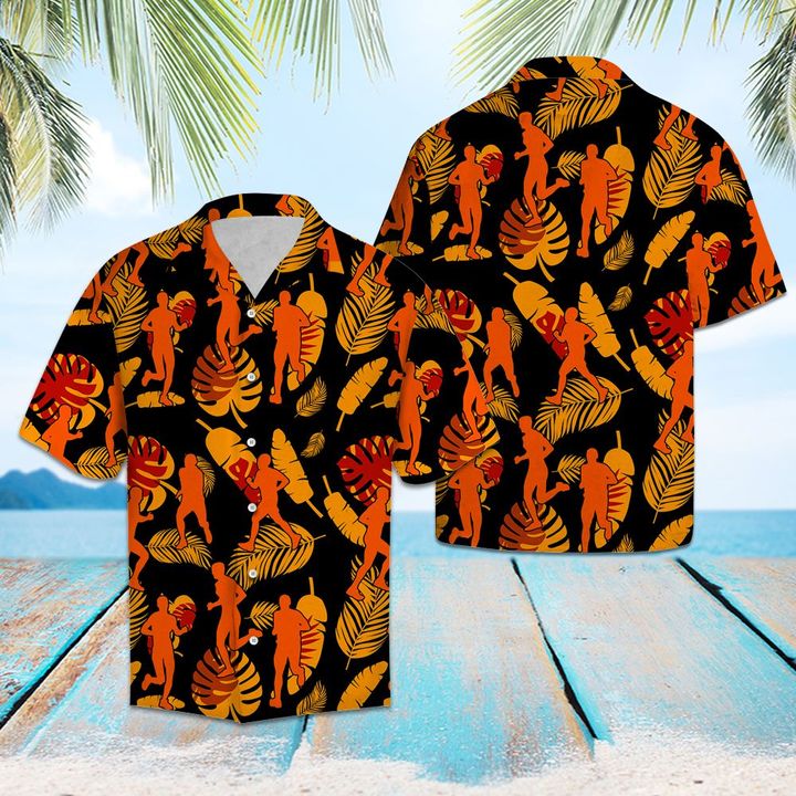 Running Orange Flower Pattern Hawaiian Shirt Summer Button Up Running Orange Flower Pattern Hawaiian Shirt Summer Button Up