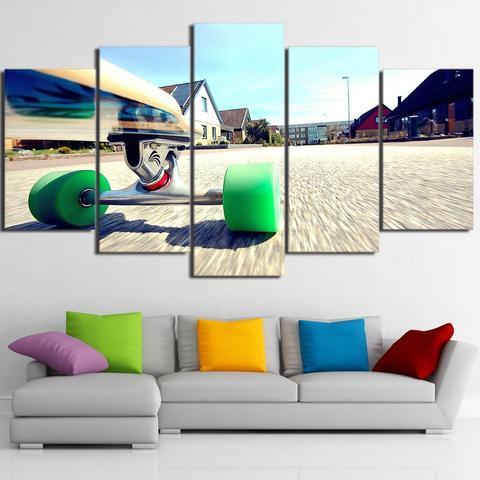 Running Skateboard - Sport 5 Panel Canvas Art Wall Decor Running Skateboard - Sport 5 Panel Canvas Art Wall Decor